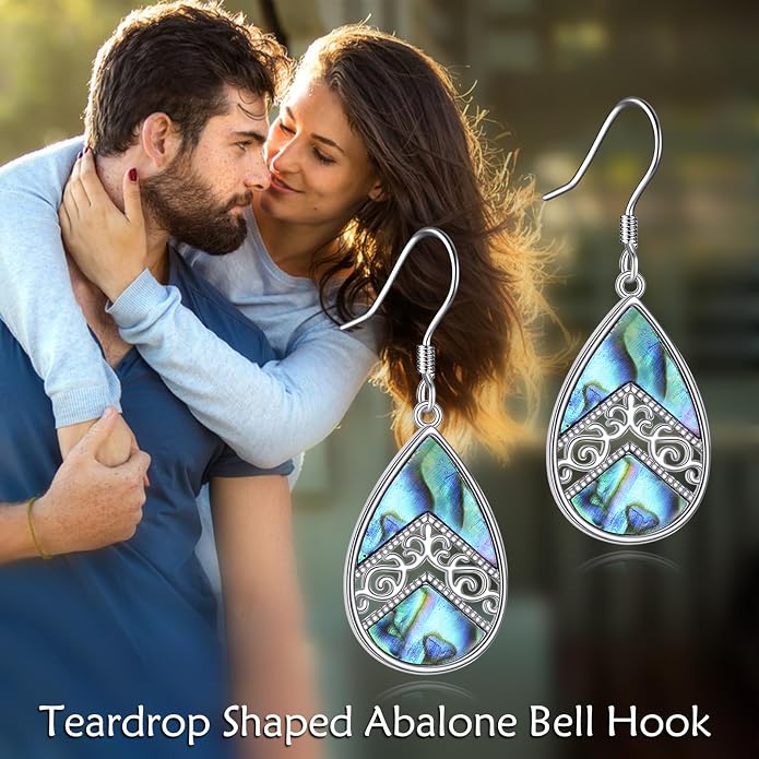 Abalone Shell Dangle Drop Earrings for Women 925 Sterling Silver Filigree Bohemian Earrings Jewelry Gift