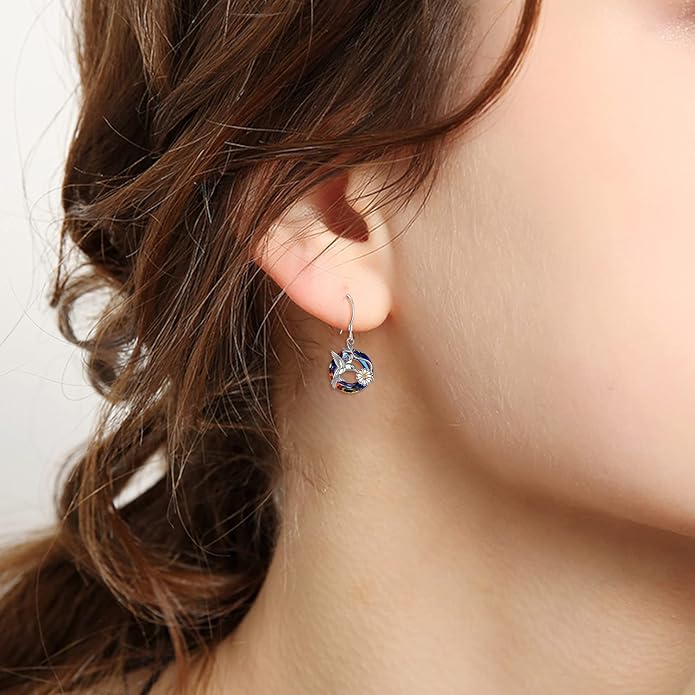 POPLYKE Dragonfly Butterfly Hummingbird Sunflower Earrings 925 Sterling Silver Abalone Shell Moonstone Leverback Earrings Jewelry