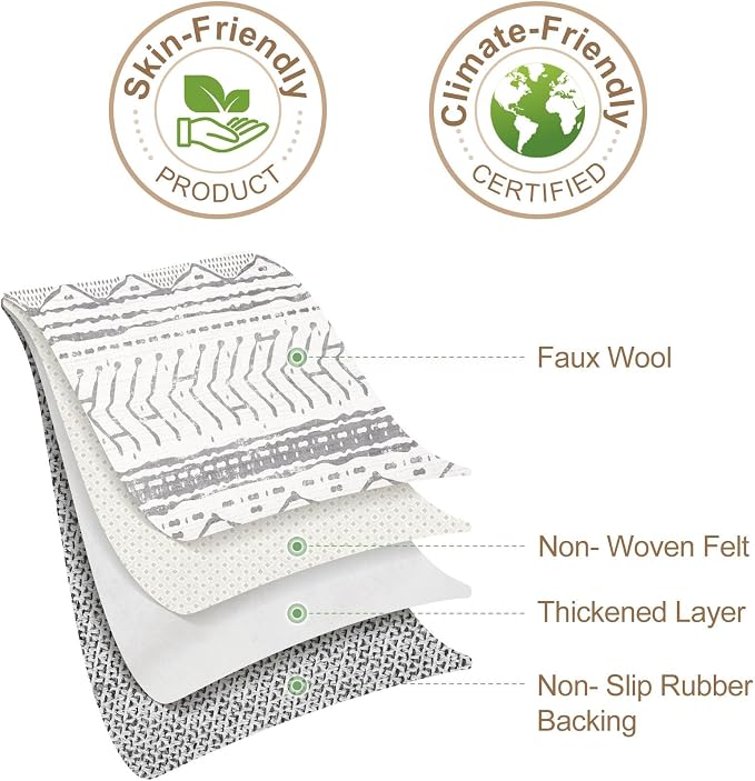 Nakagishi Area Rugs 8x10 Living Room: Washable Boho Large Neutral Soft Farmhouse Rug Stain Resistant Modern Geometric Non Slip Indoor Floor Carpet for Bedroom Nursery Kids Playroom Office- Gray White