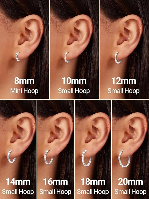 PROSTEEL Hoop Earrings for Women, Huggie Hoop with 925 Sterling Silver Post, 8/10/12/14/16/18/20mm Small Huggie Hoops, 14K Gold Plated/Silver/Black/Rose Gold Hypoallergenic Earrings Jewelry