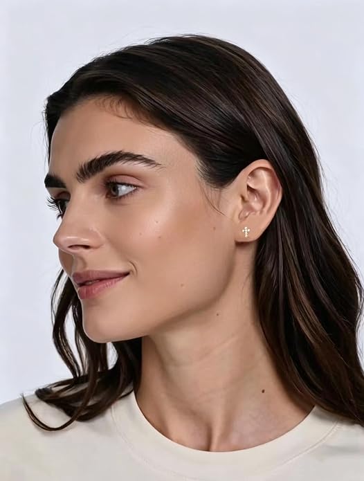 [2 Pairs Value Set]G23 Titanium Stud Earrings for Sensitive Ears, 18G Hypoallergenic Piercing Studs with Flat Back, Internal Thread Earring Jewelry for Women