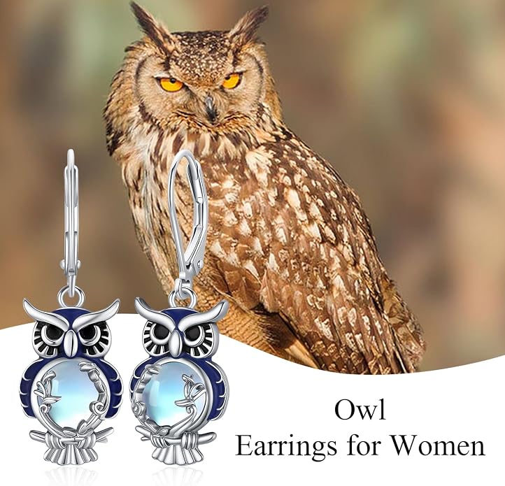 925 Sterling Silver Earrings Tree of Life/Cat/Animal/Turquoise/Moonstone Dangle Drop Earrings for Women Leverback Earring Hypoallergenic Jewelry Gifts