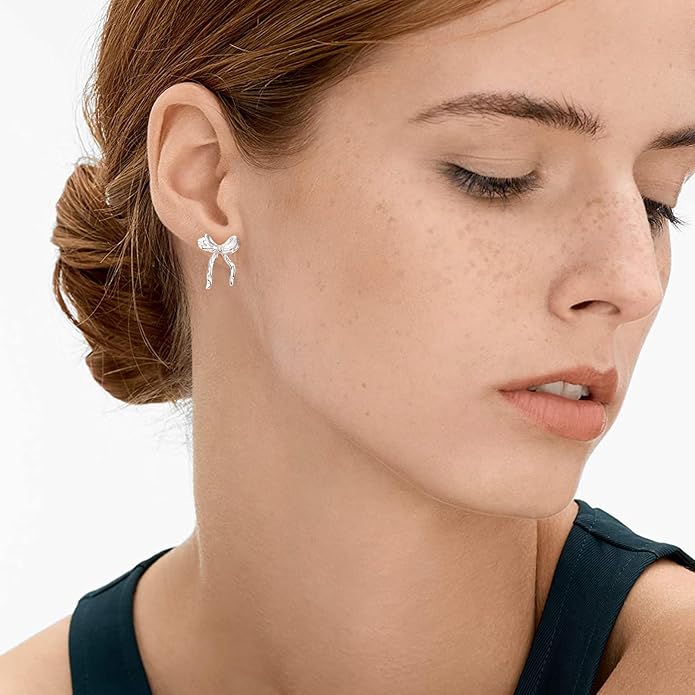 Palpitate Bow Earrings 925 Sterling Silver Women's Earrings Bow Jewelry Birthday Anniversary Christmas