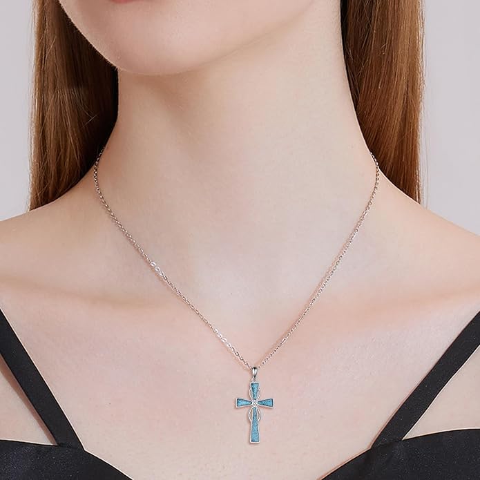 Cross Necklace 925 Sterling Silver Cross Faith Pendant Christian Jewelry Gifts for Women Men