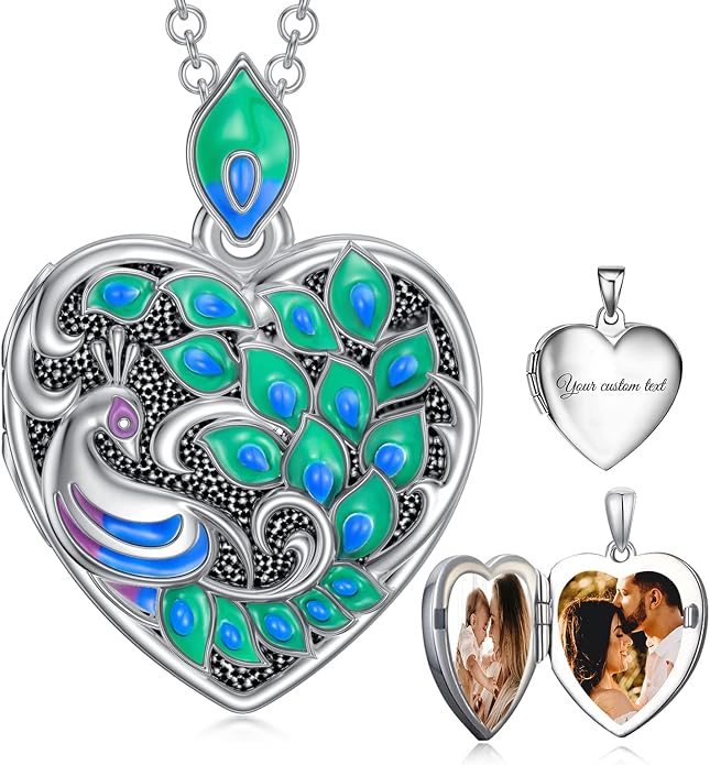 SOULMEET Personalized Silver Locket Necklace That Holds Pictures Photo Keep Someone Near to You, Memorial Custom Lockets Necklaces Letters Engraving for His Her