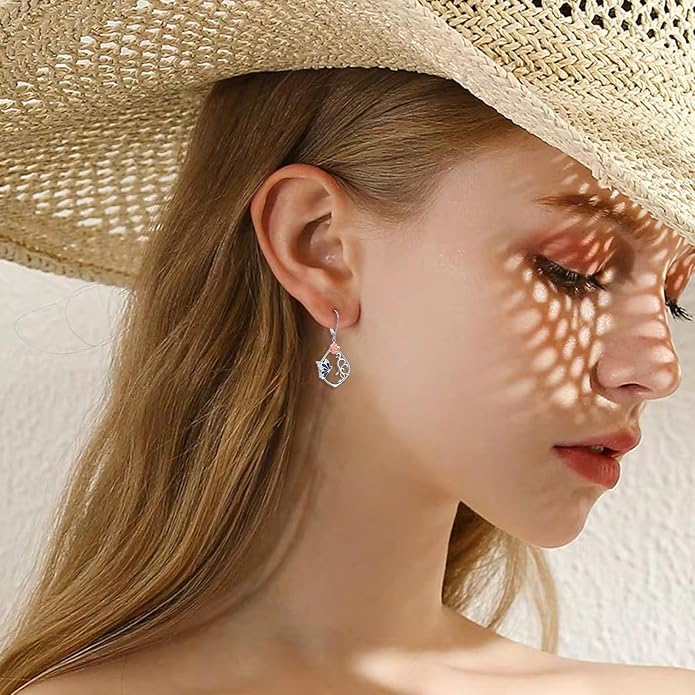 925 Sterling Silver Filigree Dangle Drop Earrings Daisy/Lotus/Rose Flower/Moonstone Leverback Teardrop Earrings for Women Infinity Celtic Knot Daisy Lotus Jewelry for Mothers Day