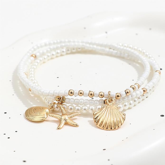 Anklet Bracelets for Women Boho Beaded Layered Ankle Bracelets Stack Summer Beach Waterproof Jewelry