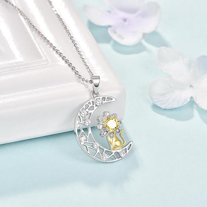 Palpitate Moon Star Necklace Moon Phase Necklace Pendant 925 Sterling Silver Jewelry Christmas Gifts for Women Wife Her Adjustable Chain
