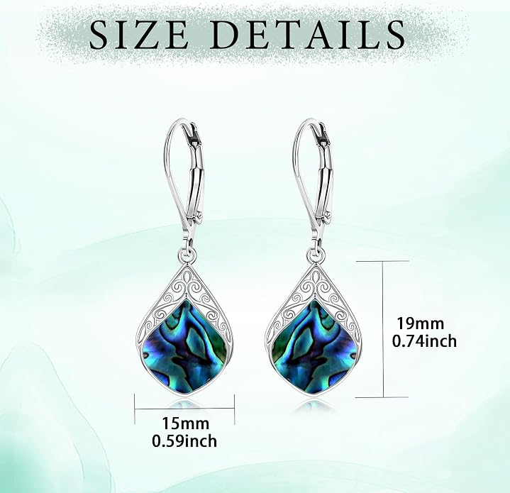 Larimar/Star/Dragonfly/Sunflower/Moonstone/Black Onyx Earrings for Women Leverback Dangle Earrings Hypoallergenic Jewelry for Women