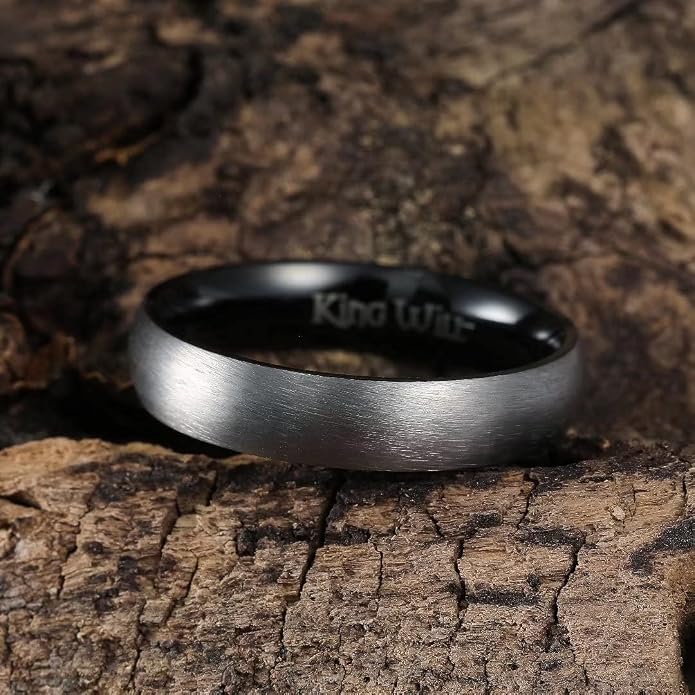 King Will Titanium Wedding Band for Men Women-Sliver/Black/Gold Plated Pure Titanium Wedding Ring, 3-9mm Widths Available Brushed Matte Design Comfort Fit Size 4-16