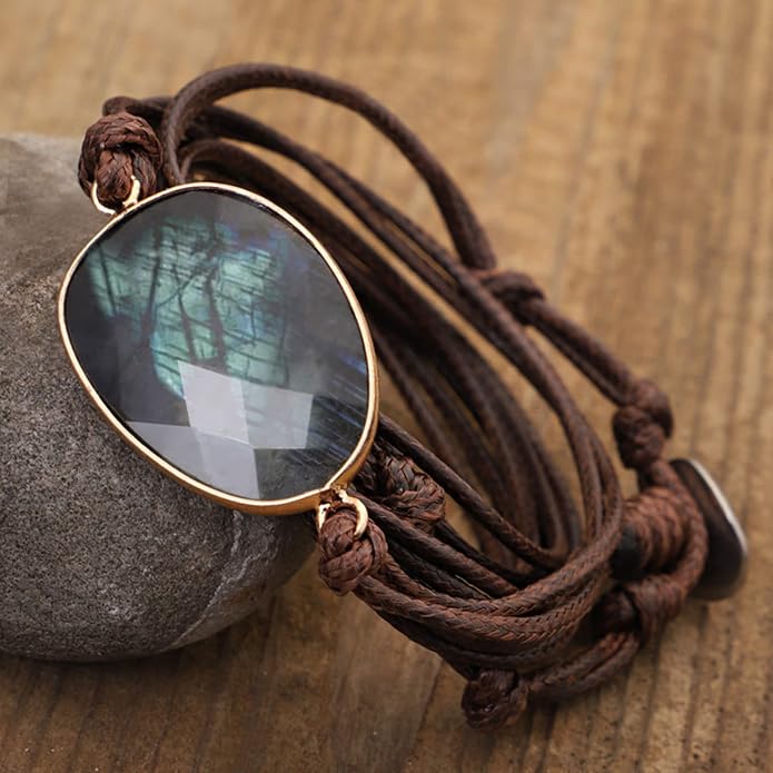Plumiss Women Boho Handmade Natural Stone Crystal Leather Bead Wrap Bracelets Collection