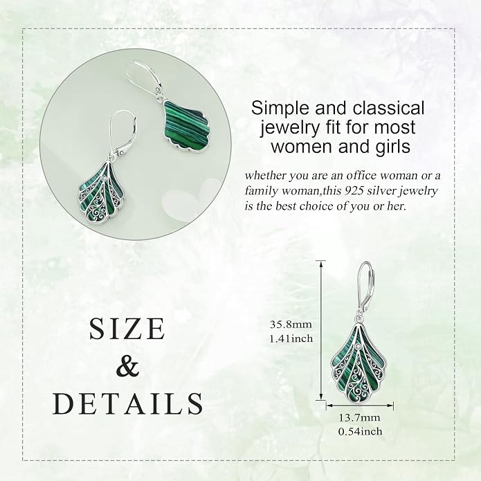 Abalone Shell Dangle Drop Earrings for Women 925 Sterling Silver Filigree Bohemian Earrings Jewelry Gift