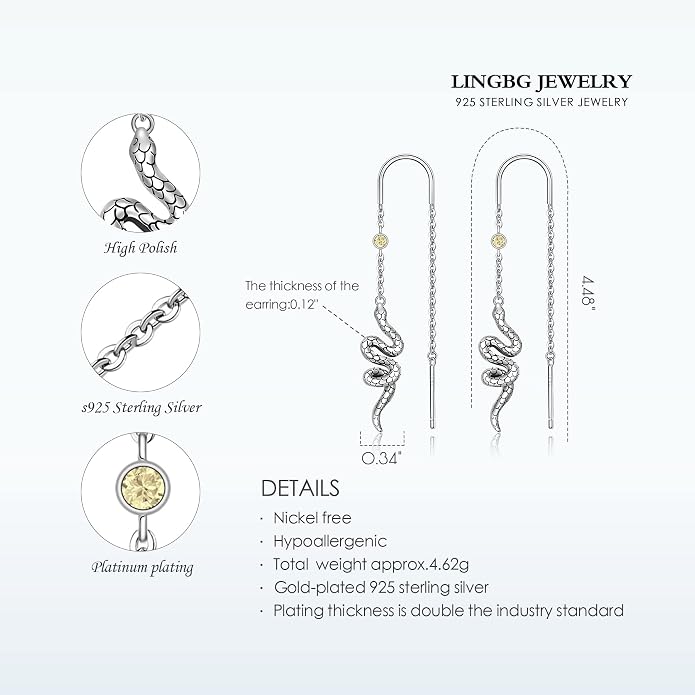 3 Pairs Threader Earrings 925 Sterling Silver Long Chain Earrings Bar/Ball Wrap Threader Drop Earrings for Women Lightweight Minimalist Mother's Day Jewelry Set