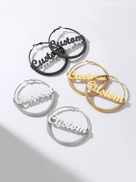PROSTEEL 30/40/60/80/100mm Chunky Hoop Earrings For Women Gold Plated/Black Stainless Steel Hoops Earrings Statement Jewelry