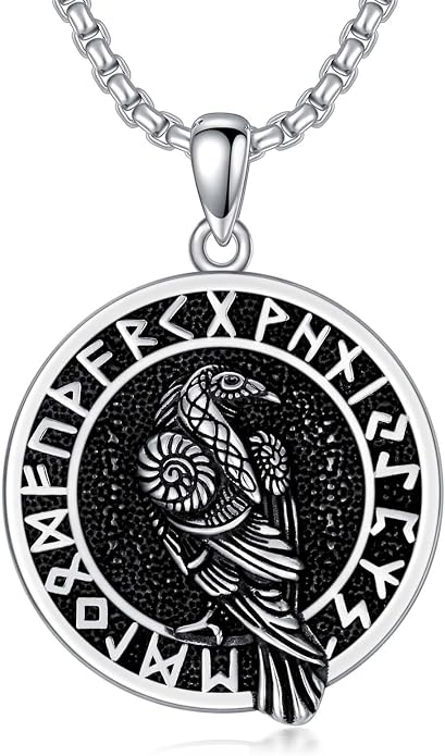Seiyang Sterling Silver Viking Necklace Norse Jewelry Gift for Men Women with 2mm 22+2 IN Rolo Chain (with Gift Box)