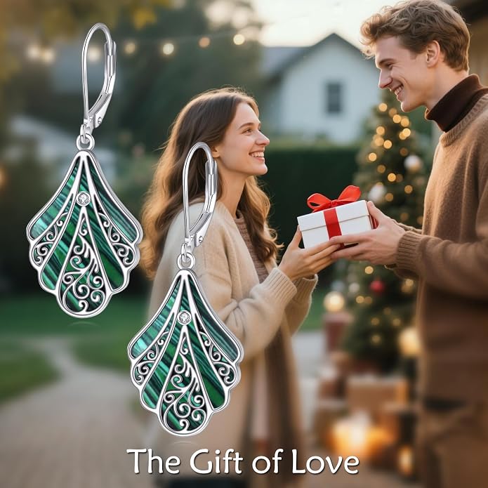 Abalone Shell Dangle Drop Earrings for Women 925 Sterling Silver Filigree Bohemian Earrings Jewelry Gift