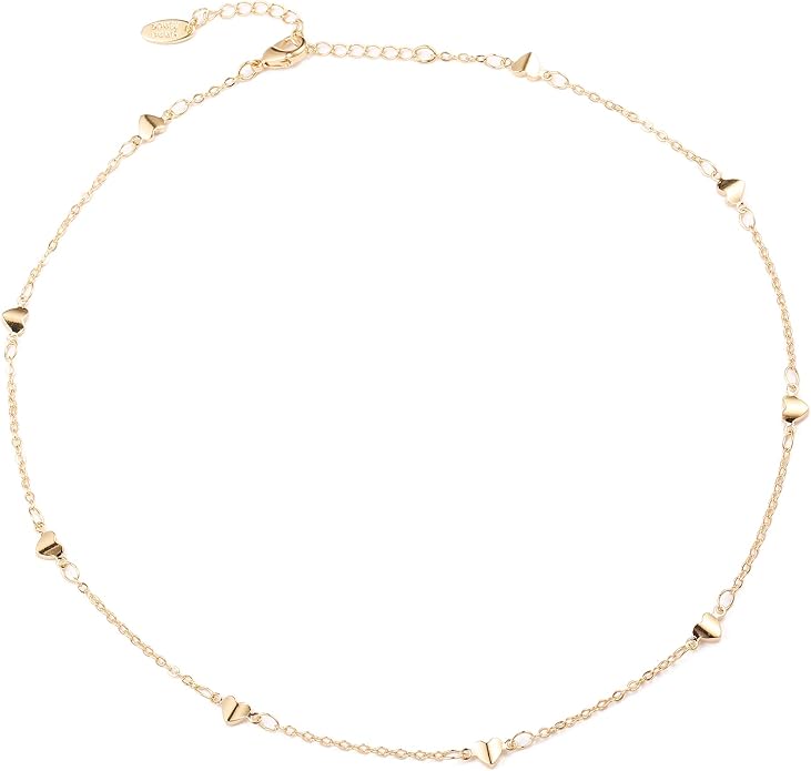 Gold Choker Necklaces 14K Gold Plated/Silver Disc Choker Necklaces Dangling Star Heart Pendant Necklaces Summer Beach Boho Necklaces Aesthetic Necklace Gift for Women
