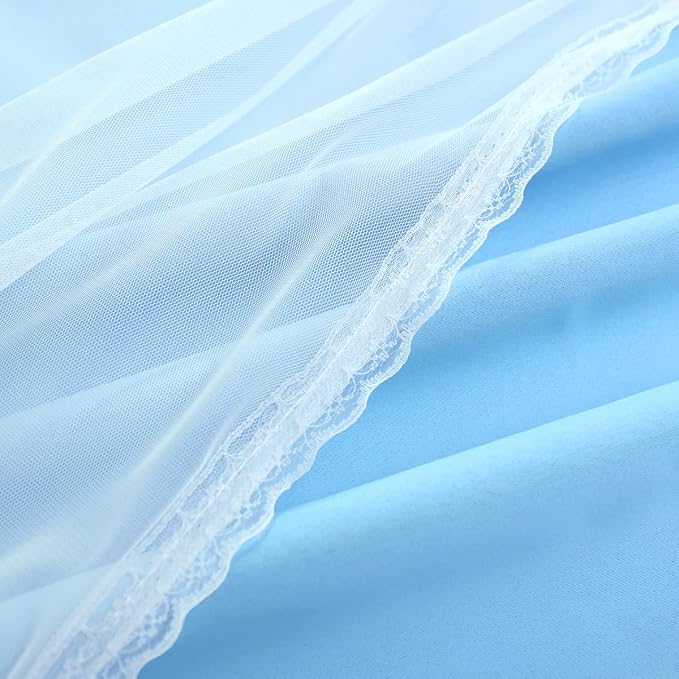 Extra Long Light Blue Blackout Double Layers Curtains Set, Mix & Match Elegance Blue with White Crushed Voile Drapes for Living Room with tie-backs, Nursery, Kids' room, Bedroom, 52'' x108''