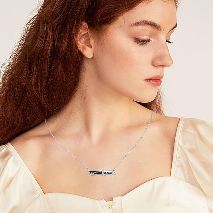 Bar Opal Leaf Necklace For Women S925 Sterling Silver White Opal Pendant with Leaf Charm Bar Pendant Jewelry Gift For Mom Daughter Wife
