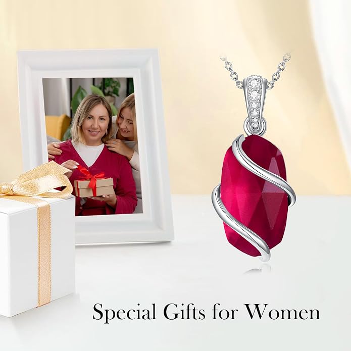 HPQQ Necklace for Women 925 Sterling Silver Dainty Gemstone Pendant Fine Jewelry Birthday Mothers Day Gifts for Mom Wife Her