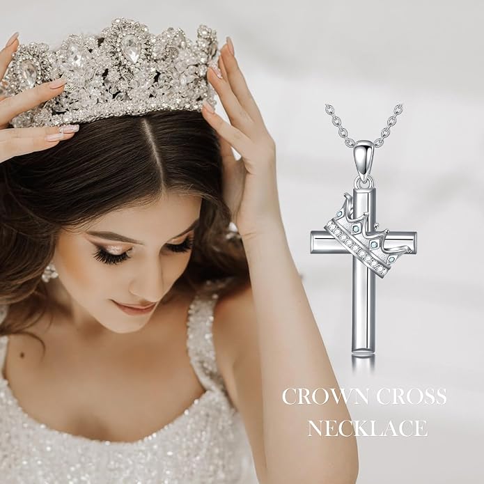 Cross Necklace for Women 925 Sterling Silver Crucifix Pendant Christian Cross Jewelry for Women Men