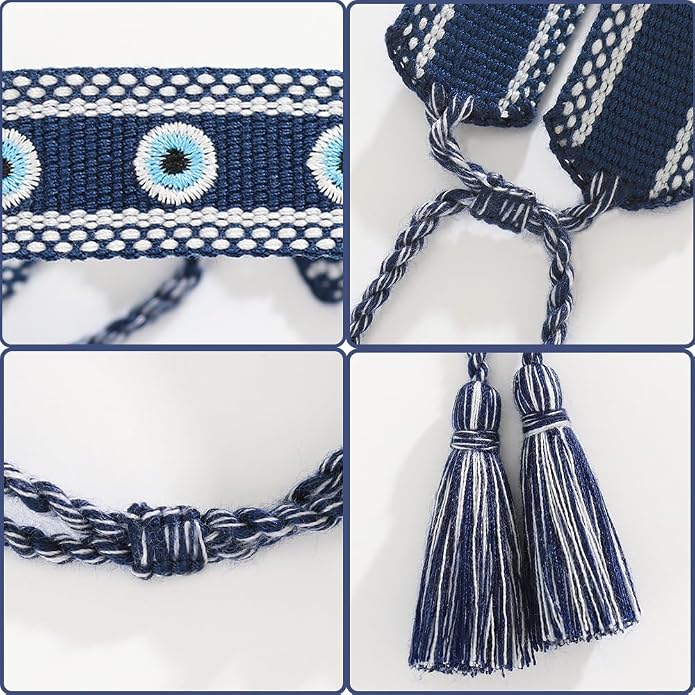 Evil Eye Woven Lover Friendship Bracelets Handmade Adjustable Tassel Friend Gift for Women An Elegant Talisman of Protection and Good Fortune