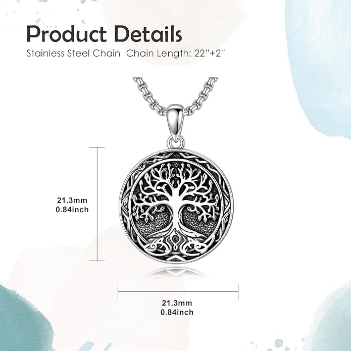 Tree of Life Necklace 925 Sterling Silver Abalone Shell Celtic Knot Tree Pendant Necklace Jewelry Gifts for Women Birthday Christmas