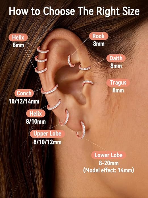 FaithHeart 925 Sterling Silver Huggie Hoop Earrings, Silver Small Hoop Earring for Women, 14K Gold/Black/Rose Gold Hypoallergenic Cartilage Earrings for Women 6/8/10/12/14/16/18/20mm