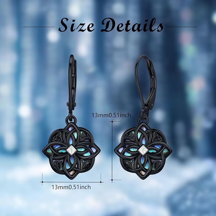 Celtic Knot Earrings 925 Sterling Silver Abalone Drop Dangle Celtic Earrings Gifts for Women