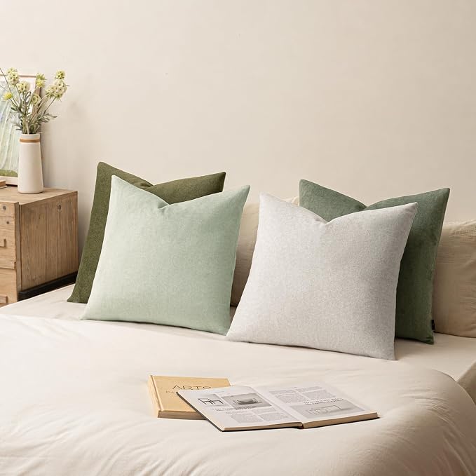 a moment Waterproof Throw Pillow Covers Set of 4,24x24 Inch Outdoor Stain Resistant Pet Friendly Pillowcases Cushion Covers for Patio Sofa and Living Room,Forest Oasis