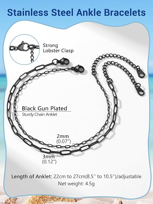 PROSTEEL Gold/Silver Anklets for Women Waterproof, 14K Gold Plated Ankle Bracelet Non Tarnish, Jewelry Gifts Adjustable