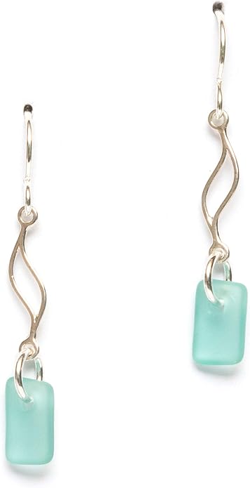 Journey Sea Glass Earrings - Sterling Drop Beach Earrings for Women by EcoSeaCo, using sustainable, recycled and repurposed material. Handmade Jewelry in the USA
