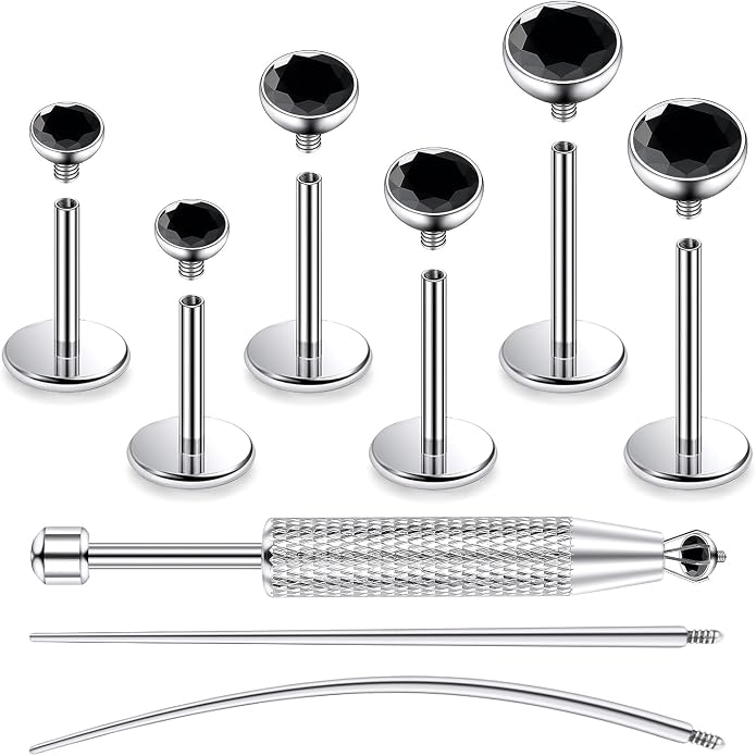 Jenxnjsjo F136 Titanium 20/18/16g Earrings Nose Lip Rings Studs Labret Medusa Tragus Helix Conch Cartilage Piercing Jewelry for Women