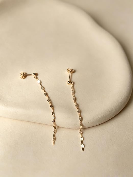 Long Chain Dangle Earrings Dainty Tassel Drop Linear Earrings Hypoallergenic Jewelry