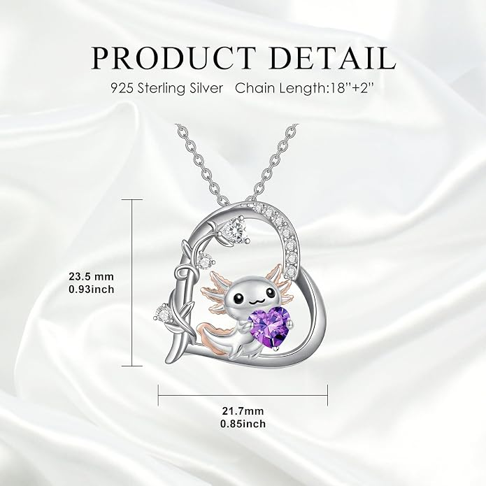 PELOVNY Teddy Bear Necklace for Women 925 Sterling Silver Bear/Highland Cow/Fox/Cat/Axolotl Birthstone Necklace Christmas Birthday Jewelry Gifts for Mom Daughter Wife Sister