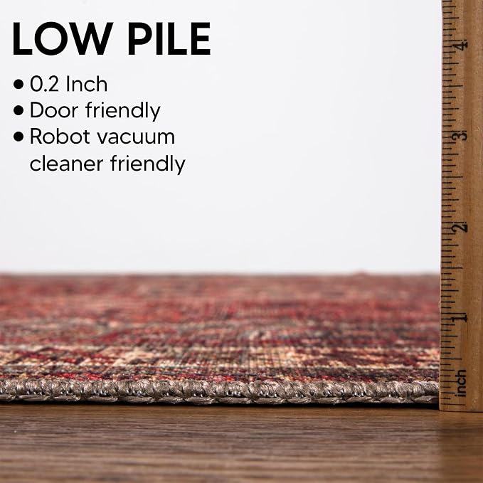 Keen Home Design 30"x120" Rug - Machine Washable Runner Rug with Non-Slip Backing, Ideal for Hallway, Entryway, Kitchen, Laundry Room - Vintage, Easy Clean, Durable, Low Pile - (2'6" x 10')