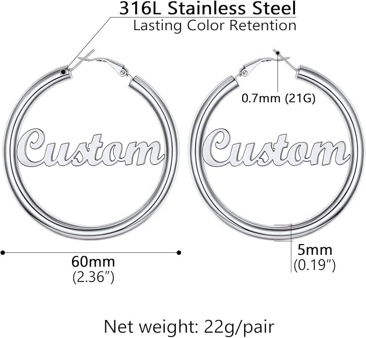 Stainless Steel Chunky Hoop Earrings For Women, Minimalist and Chic, Black/Gold Plated, Round Hoops Earrings Hypoallergenic, Size: 30mm/40mm/60mm/80mm, Come with Box