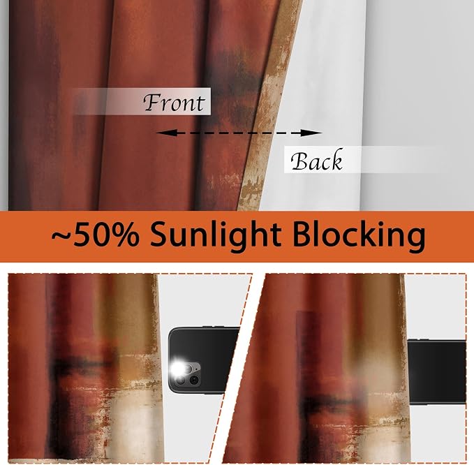 Asuexpect Burnt Orange Curtains 2 Panels Abstract Rust Curtain Room Darkening Grommet Window Drapes Modern Decorative Window Treatments for Bedroom Living Room, 42x84 Inches
