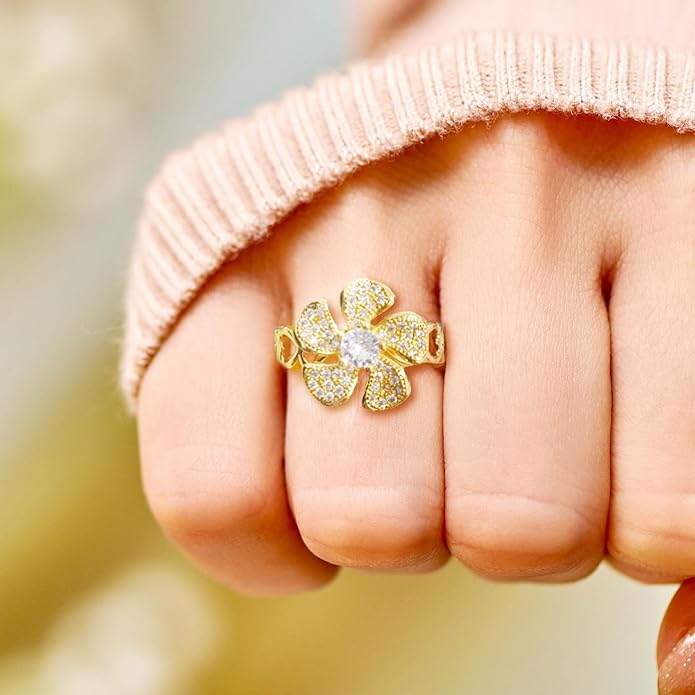 Sunflower Fidget Ring for Women Spinning Rings Adjustable Anxiety Ring for Teens Birthday Gift for Daughter Mom You Are My Sunshine Spinner Rings