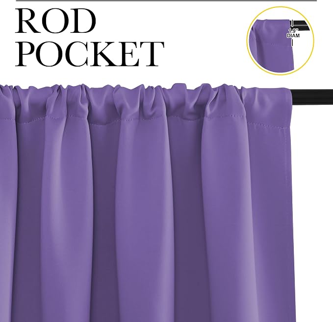 NICETOWN RV Blackout Curtains for Camper Windows, Lilac Purple, 42" x 36", Set of 2, Kitchen Curtains, Short Blackout Drapes, Thermal Insulated Rod Pocket Window Treatment Draperies for Nursery