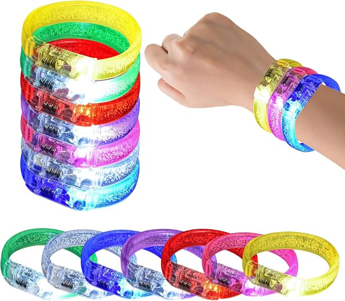 M.best 14pcs Glow Bracelets with 14pcs Spare Batteries Glow in The Dark Bracelets Toys for Party Favors
