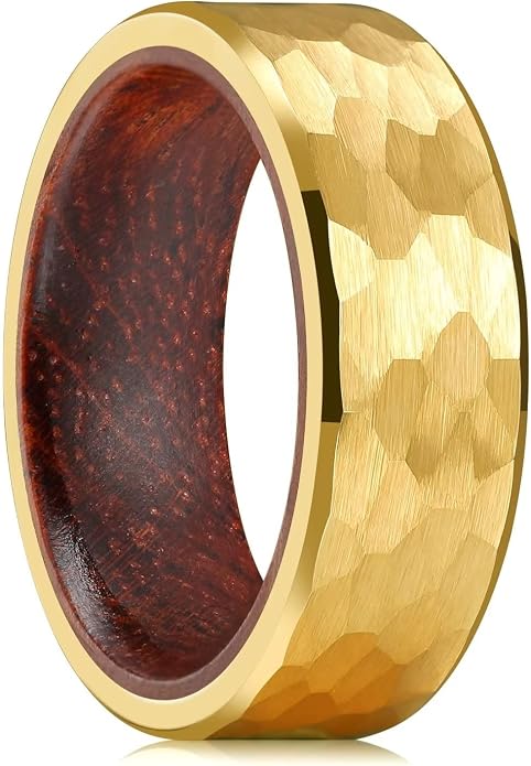 King Will Hammered 8mm Silver Tungsten Ring Hammer Men Wedding Band Comfort Fit