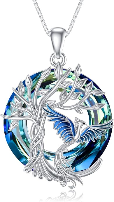TOUPOP Phoenix Necklace 925 Sterling Silver Crystal Pendant Phoenix Rising Jewelry Women Birthday Mothers Day Gifts for Women