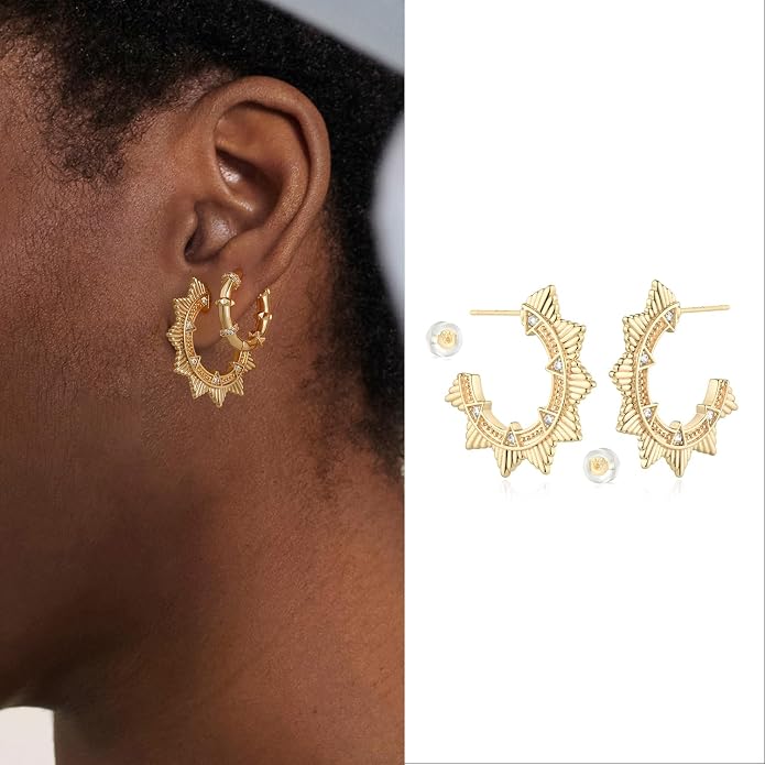 MYEARS Women Hoop Earrings Gold 14K Gold Filled Small Simple Handmade Hypoallergenic Everyday Illusion Jewelry