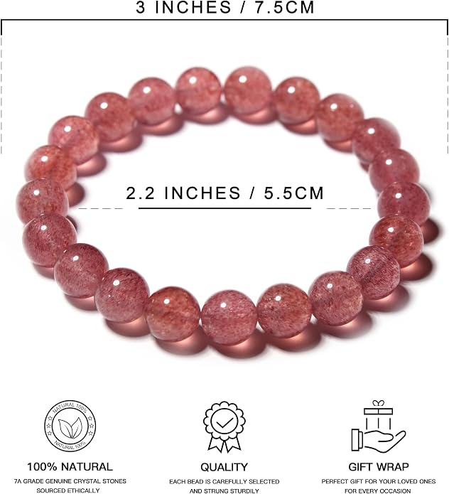 ILLUMINIA 5A Grade Natural Crystal Gemstone Bracelet | Healing Energy Charged Quartz Stone Bead | Handcrafted Stretch Bracelet for Women Men Teens