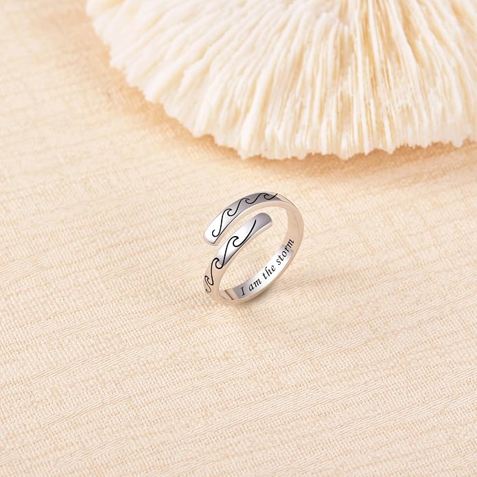 BEILIN 925 Sterling Silver Inspirational Jewelry Rings Adjustable Ring Personality Encouragement Gift for Teens Women