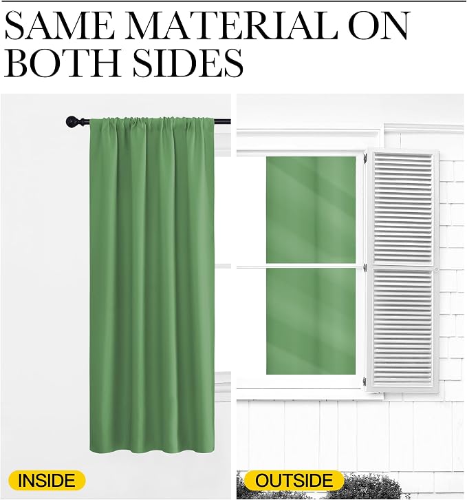 NICETOWN RV Blackout Curtains for Camper Windows, Froest Green, 34" x 36", Set of 2, Kitchen Curtains, Short Blackout Drapes, Thermal Insulated Rod Pocket Window Treatment Draperies for Nursery