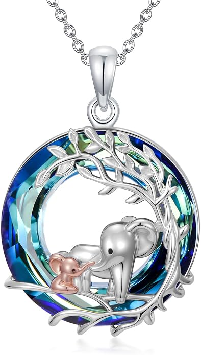 TOUPOP Sterling Silver Tree of Life Hummingbird/Dragonfly/Owl/Panda Necklace Crystal Bird Jewelry Birthday Christmas Valentines Day Gifts for Her Girlfriend Mom