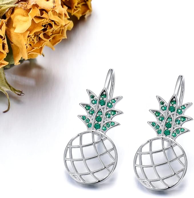 VONALA Flower Earrings for Women 925 Sterling Silver Rose/Lotus/Scottish Thistle/Tulip/Lilac/Mushroom/Pineapple Dangle Drop Earrings Flower Jewelry Gifts for Women Girls Birthday Gifts