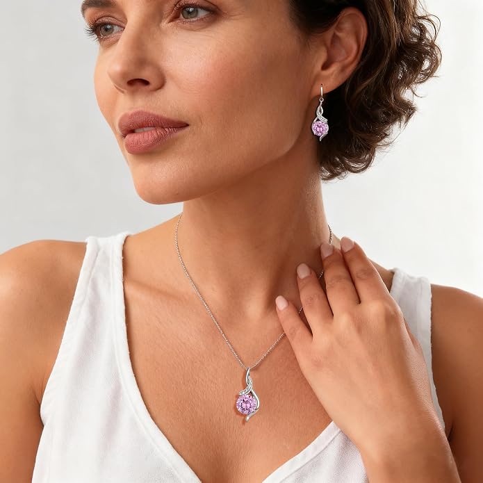 Women‘s Birthstone Pendant Necklace S925 Sterling Silver Imitation Diamond Infinity Necklace Jewelry Gift for Her